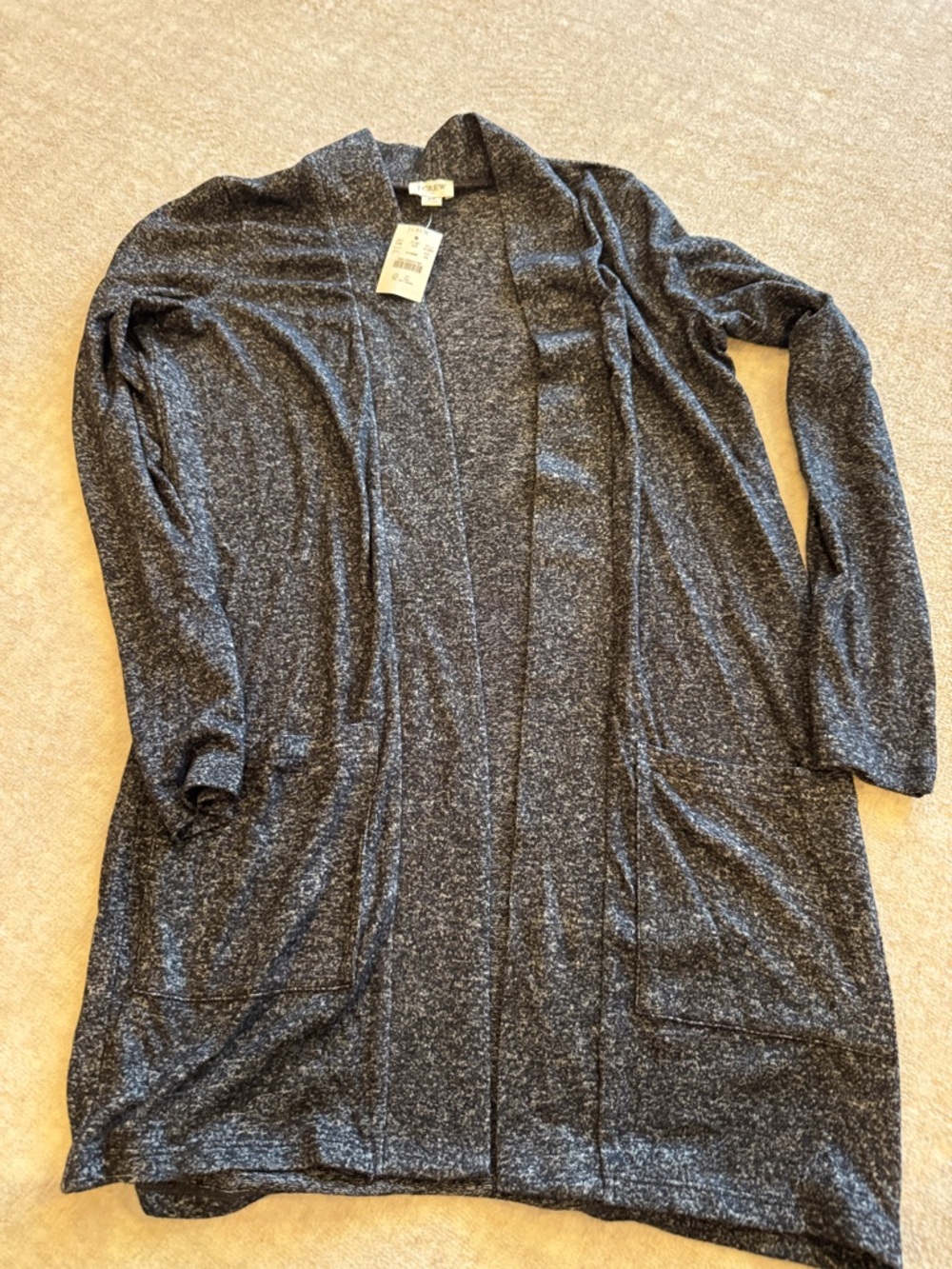 J. Crew Open-Front Long Cardigan - Charcoal